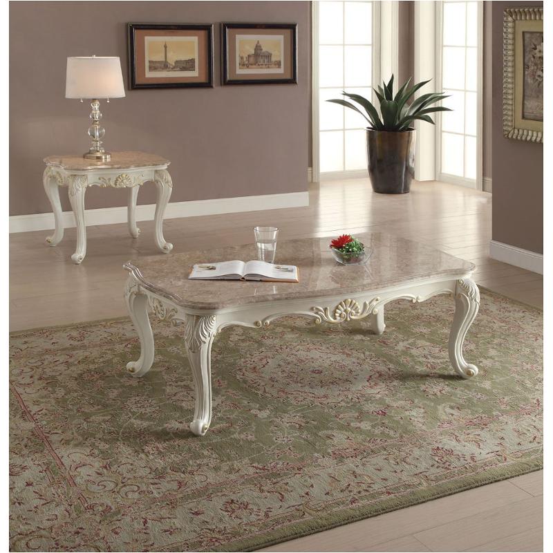 83540 Acme Furniture Marble Top Coffee Table - Pearl White