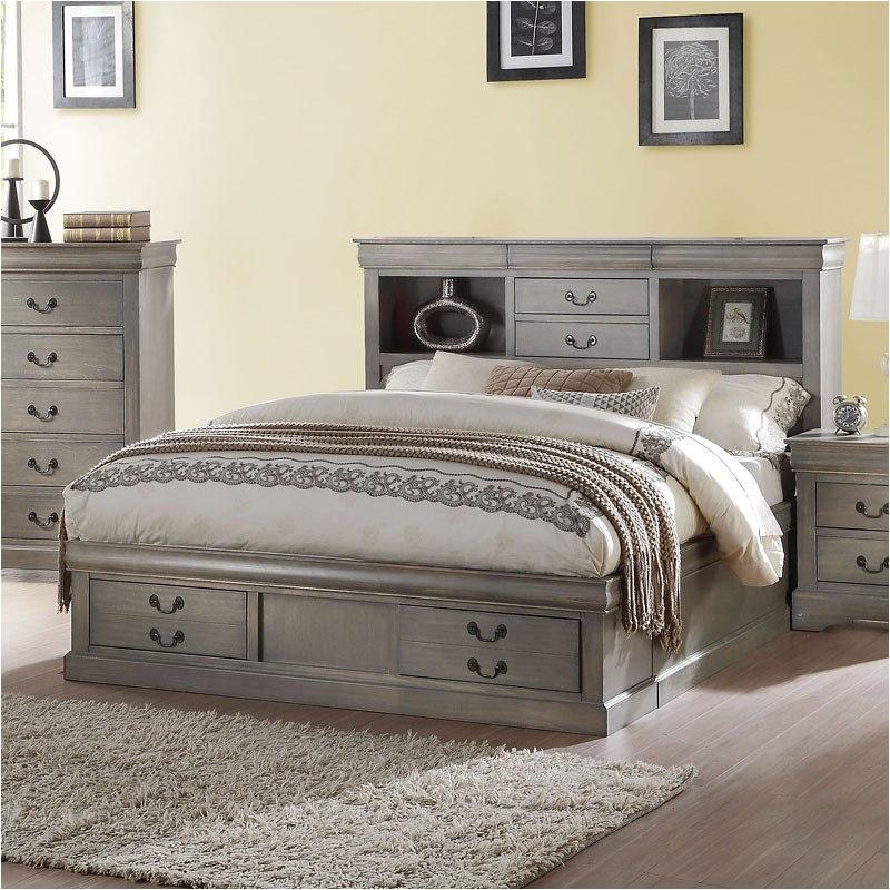 Louis Philippe III Eastern King Bed Antique Gray ACME