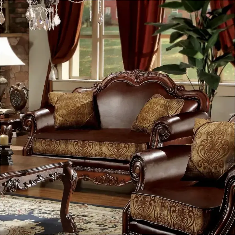 15161 Acme Furniture Dresden - Cherry Oak Living Room Furniture Loveseat
