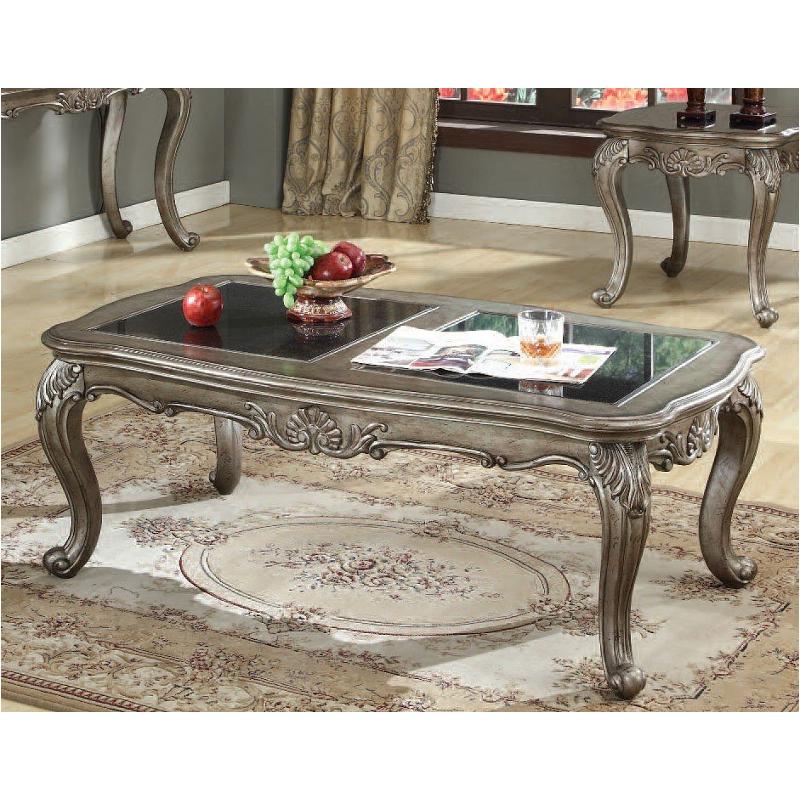 80540 Acme Furniture Chantelle - Antique Platinum Living Room Furniture Cocktail Table
