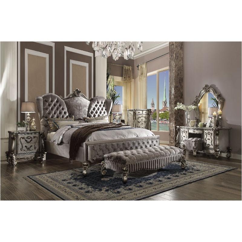 26814ck-hb Acme Furniture Versailles - Antique Platinum Bedroom Furniture Bed