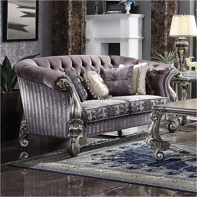56826 Acme Furniture Versailles - Antique Platinum Living Room Furniture Loveseat