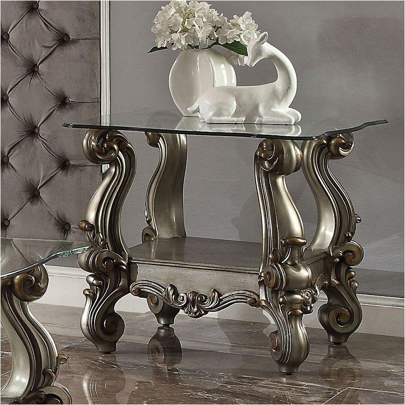 86842 Acme Furniture Versailles - Antique Platinum Living Room Furniture End Table