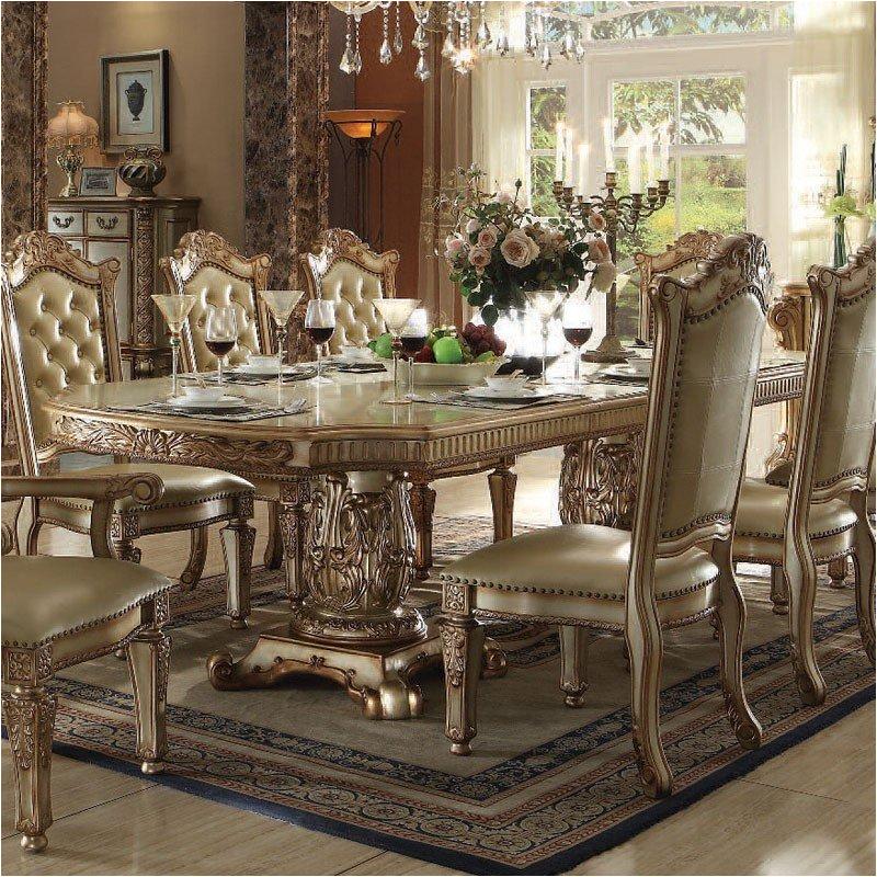 63000t Acme Furniture Dining Table - Gold Patina