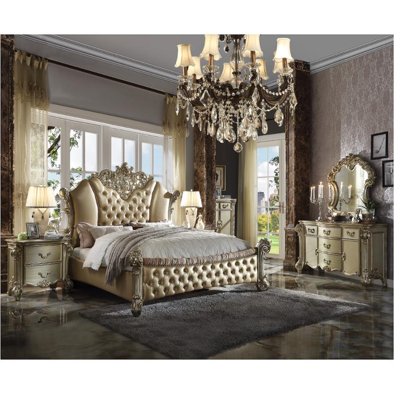 28024ck-hb Acme Furniture Vendome Ii - Bone/gold Patina Bedroom Furniture Bed