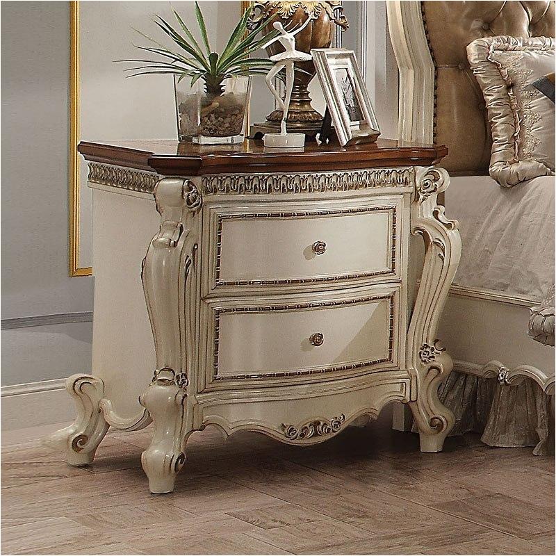 26903 Acme Furniture Picardy - Antique Pearl/cherry Oak Bedroom Furniture Nightstand