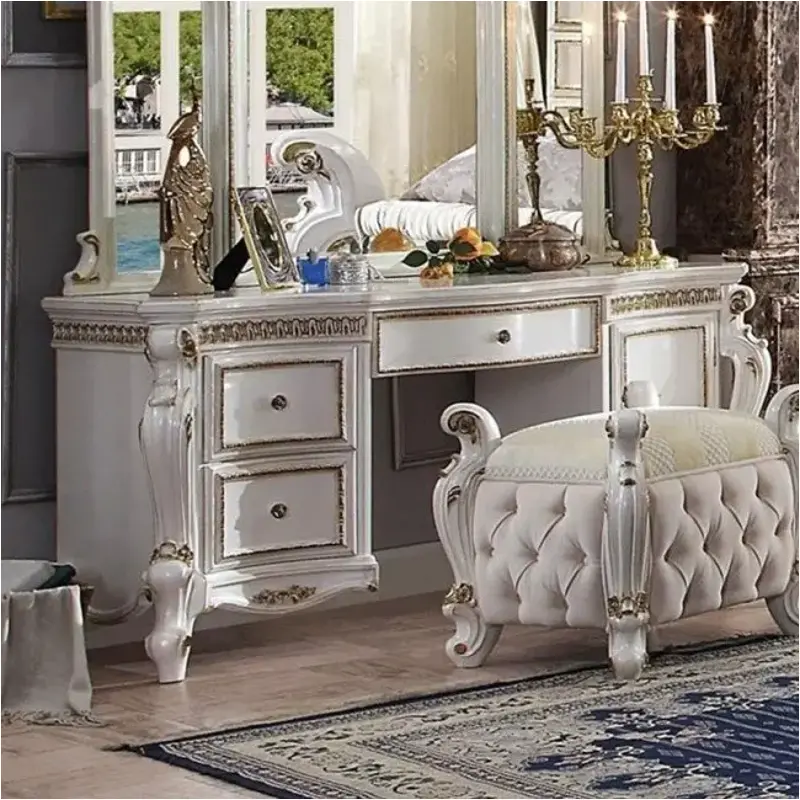 27884 Acme Furniture Vanity Desk - Antique Pearl