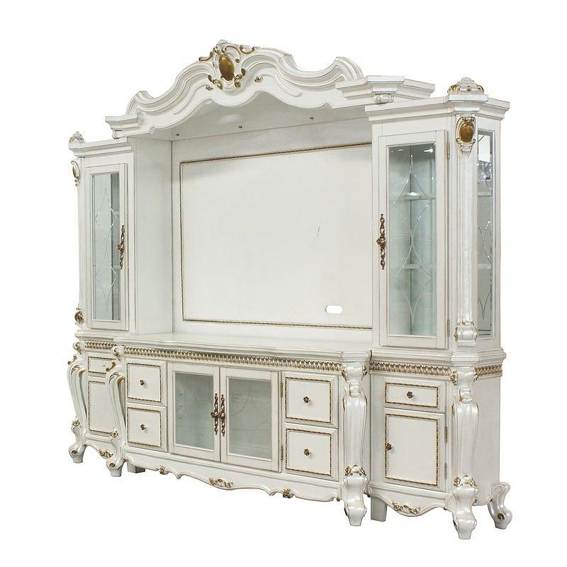 91817base Acme Furniture Antique White Entertainment Center