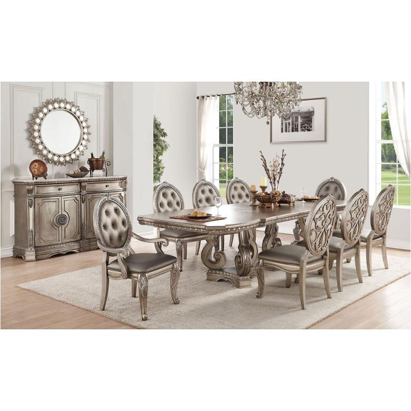 Acme Furniture Rocky Dining Table, Gray Oak. (Chairs
