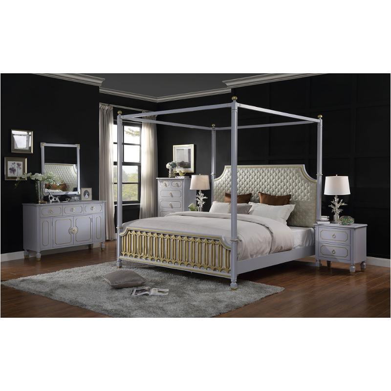 28854ck-hb Acme Furniture House Marchese - Pearl Gray Bedroom Furniture Bed