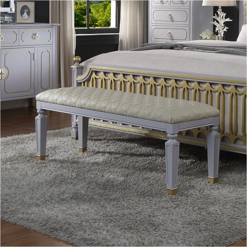 28867 Acme Furniture House Marchese - Pearl Gray Bedroom Furniture Benche