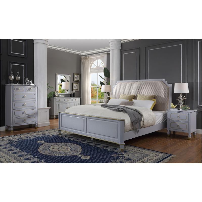 28874ck-hb Acme Furniture House Marchese - Pearl Gray Bedroom Furniture Bed