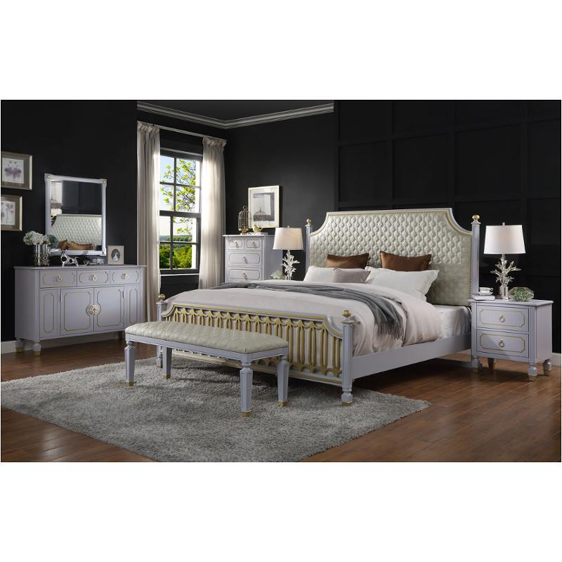 28884ck-hb Acme Furniture House Marchese - Pearl Gray Bedroom Furniture Bed