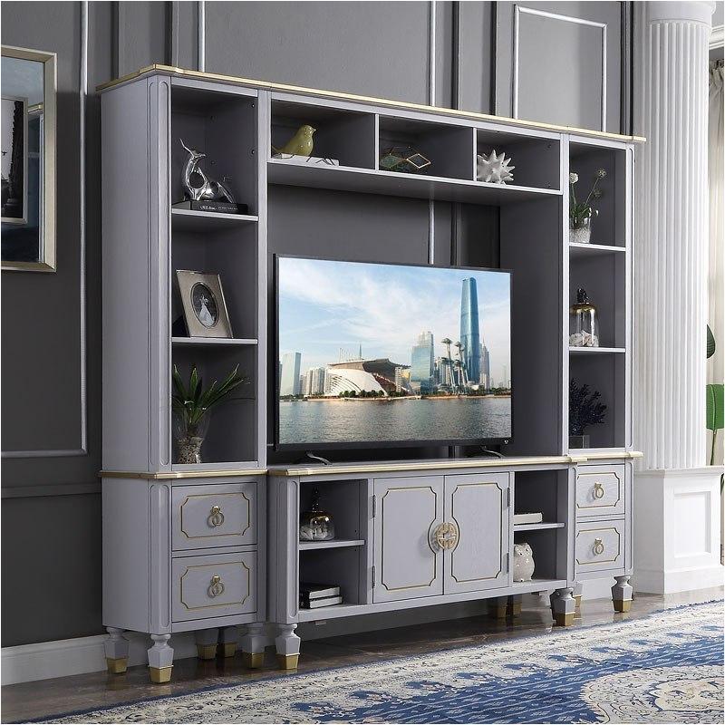 91990lp Acme Furniture Entertainment Center - Pearl Gray