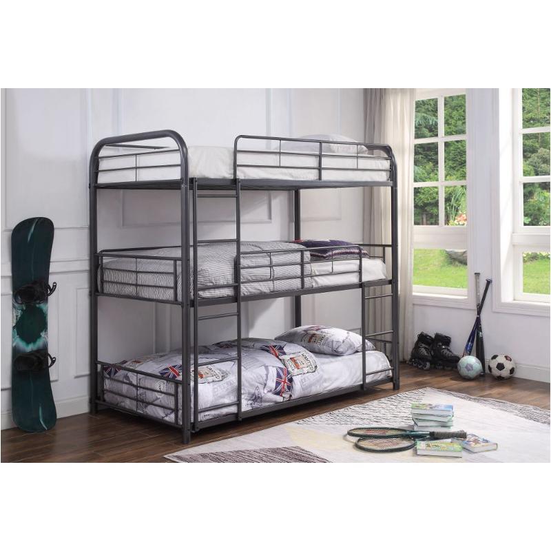 38090-1 Acme Furniture Cairo - Gunmetal Bedroom Furniture Bed