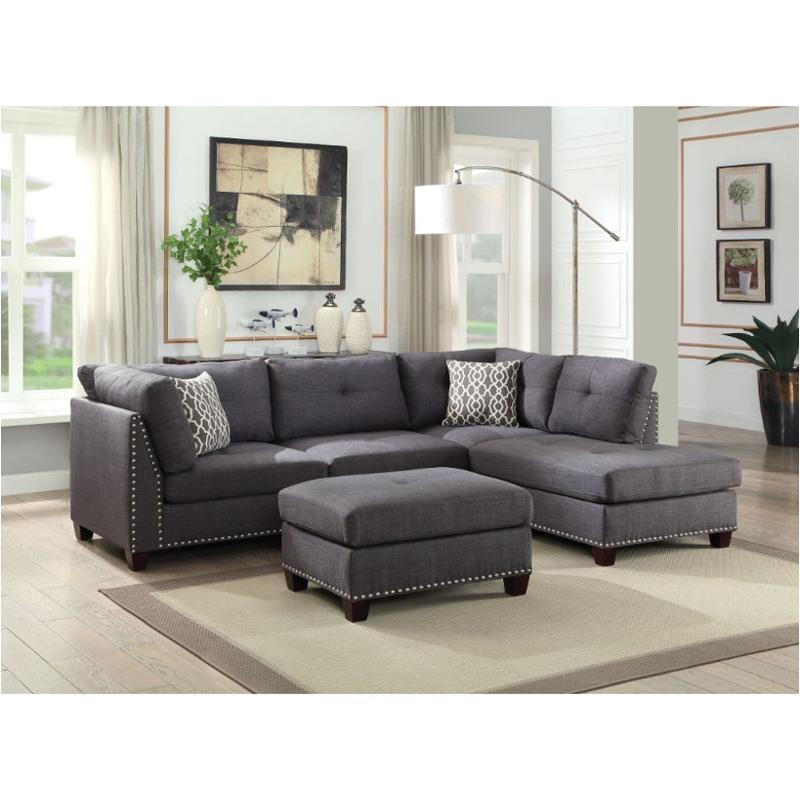 54375sof Acme Furniture Laurissa - Light Charcoal Living Room Furniture Sectional
