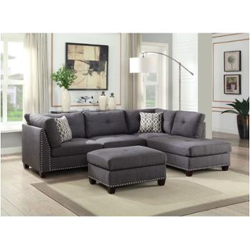 54375sof Acme Furniture Laurissa - Light Charcoal Living Room Furniture Sectional