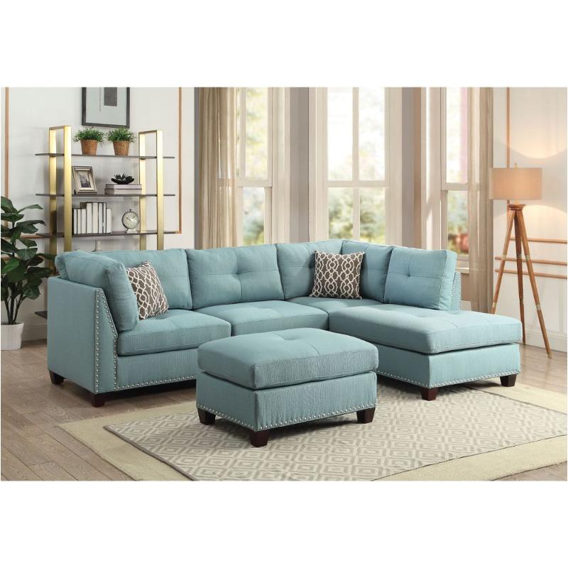 54390sof Acme Furniture Laurissa - Teal Living Room Furniture Sectional