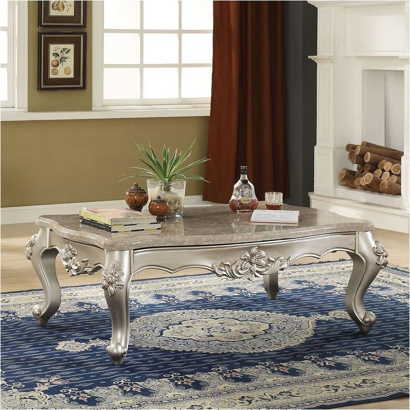 81665 Acme Furniture Bently Coffee Table With Marble Top