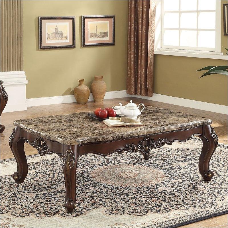 81685 Acme Furniture Devayne Coffee Table With Marble Top