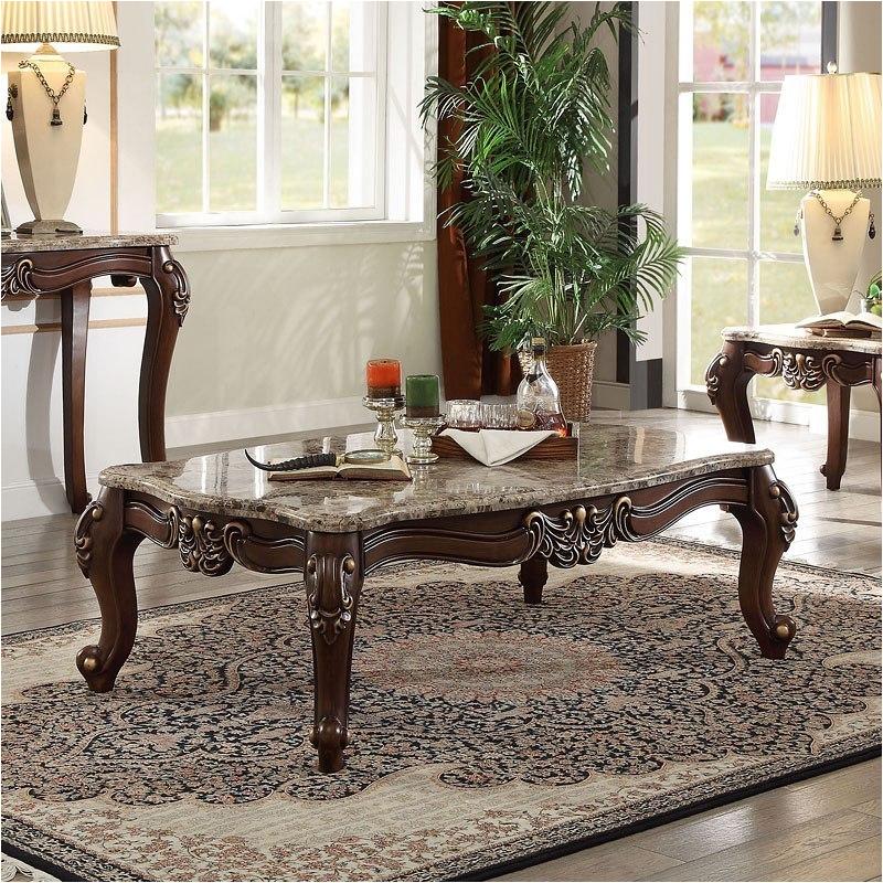 81695 Acme Furniture Mehadi Coffee Table With Marble Top