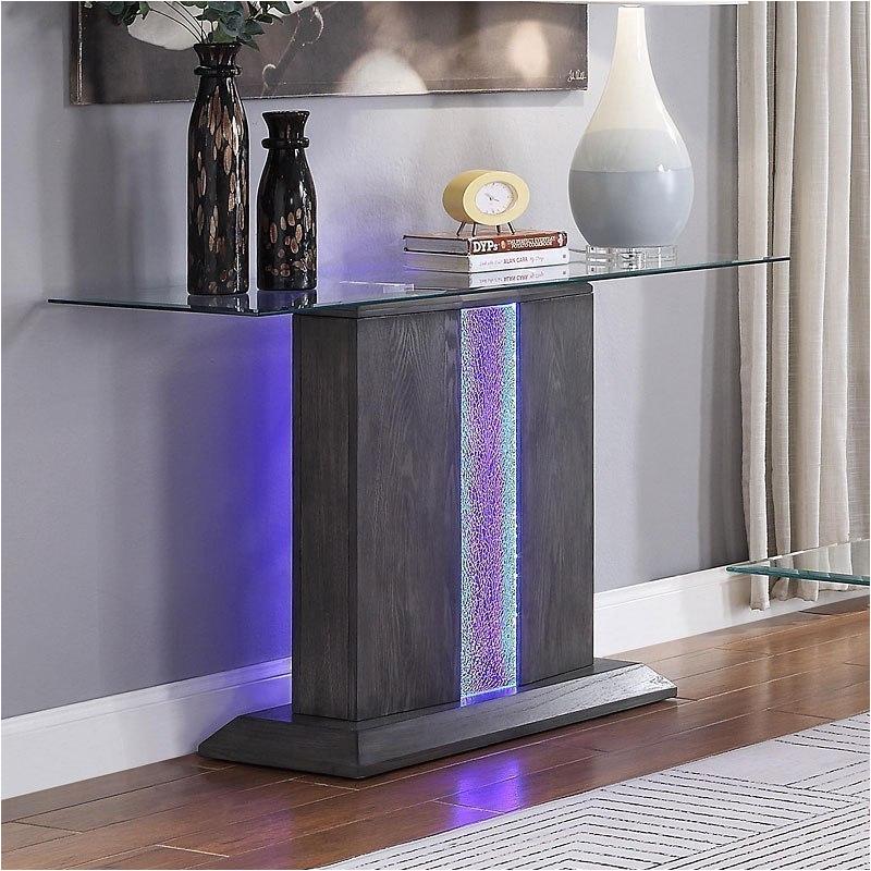 80675gl Acme Furniture Bernice Gray Oak Sofa Table Gray Oak