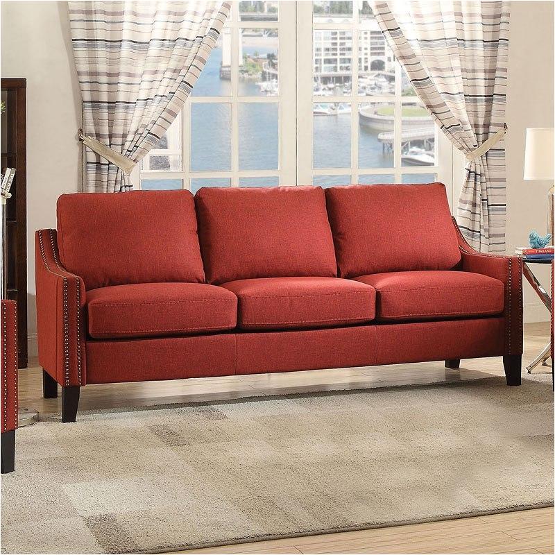 52490 Acme Furniture Zapata - Red Red Linen Sofa