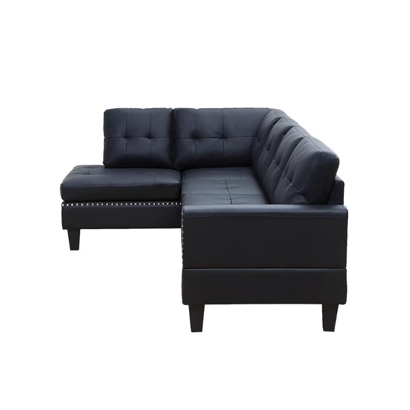 56465lov Acme Furniture Jeimmur - Black Black Pu Sectional Sofa