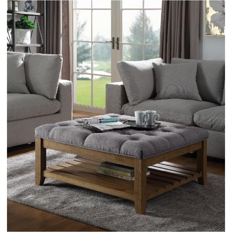 96558t Acme Furniture Aizen - Oak Living Room Furniture Ottoman