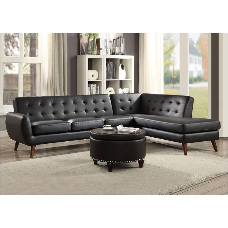 53040sof Acme Furniture Essick Ii - Black Living Room Furniture Sectional