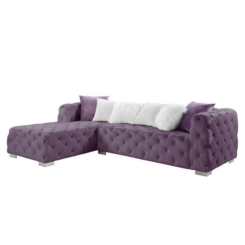 Lv00389-1 Acme Furniture Purple Sectional Sofa With 4 Pillow