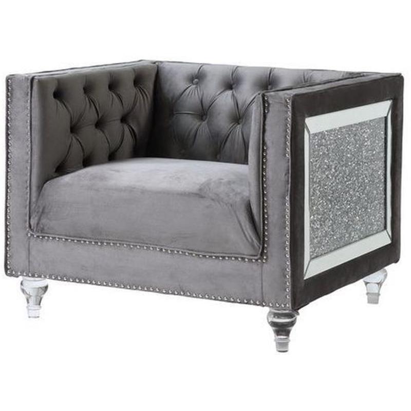 Lv00332 Acme Furniture Heiberoll - Gray Living Room Furniture Living Room Chair