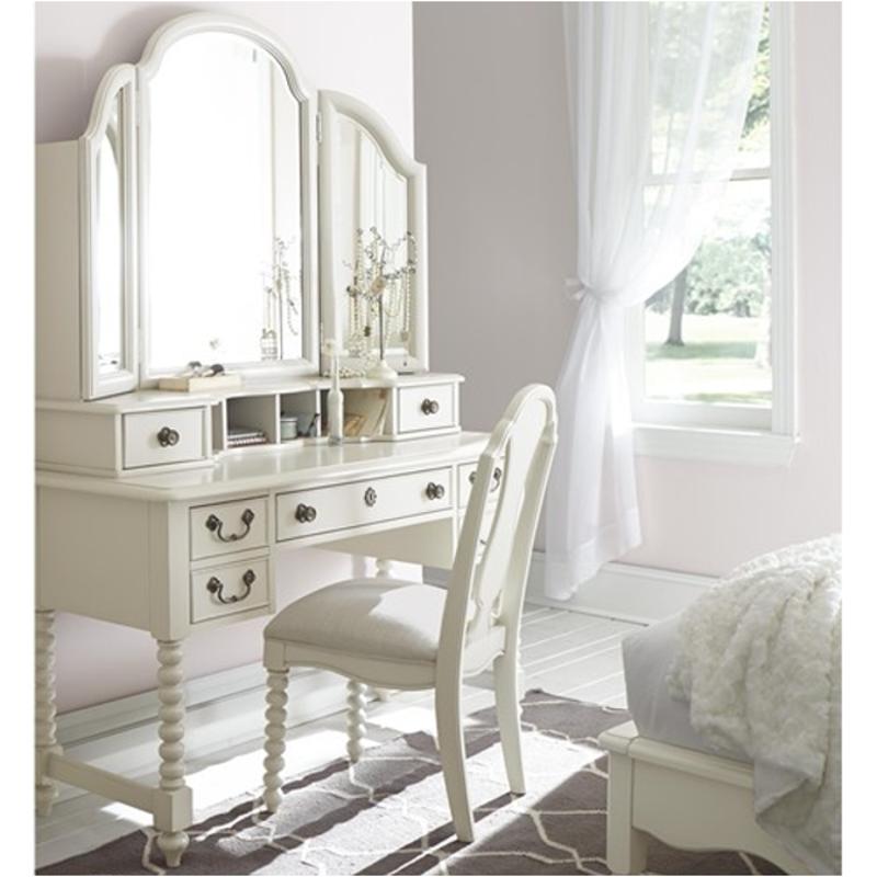 Louis Philippe III White Twin Panel Bed w/Dresser and Mirror