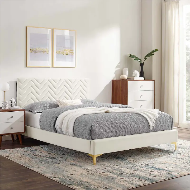Mod-7001-whi Modway Furniture Leah Chevron Bedroom Furniture Bed