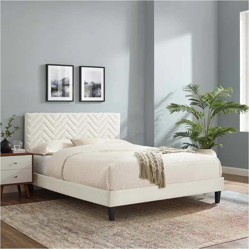 Mod6997whi Modway Furniture Leah Chevron Bed