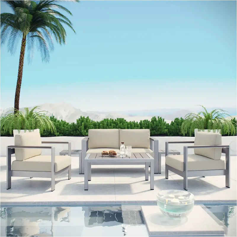 Eei-2568-slv-bei Modway Furniture Shore Outdoor Furniture Sectional