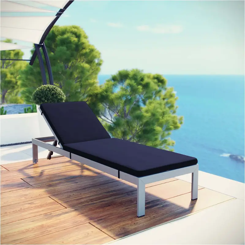 Eei-2660-slv-nav Modway Furniture Shore Outdoor Furniture Chaise