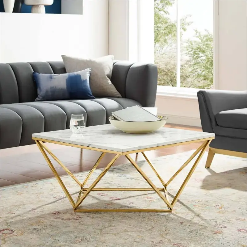 Eei-4207-gld-whi Modway Furniture Vertex Living Room Furniture Cocktail Table