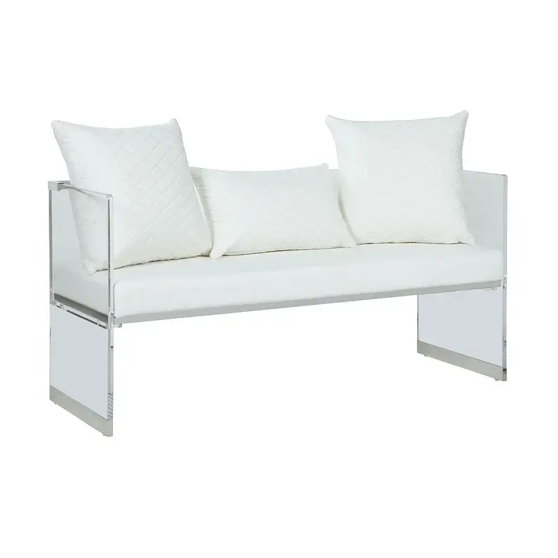 Ciara-bch-wht Chintaly Imports Furniture Ciara Living Room Furniture Benche
