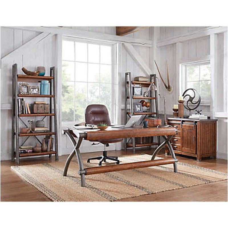 I58392 Aspen Home Furniture Leaning Metal And Wood Bookcase