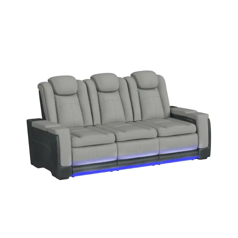 U-13660-10562-308pp Elements Furniture Lantana - Cement - Charcoal Living Room Furniture Reclining Sofa