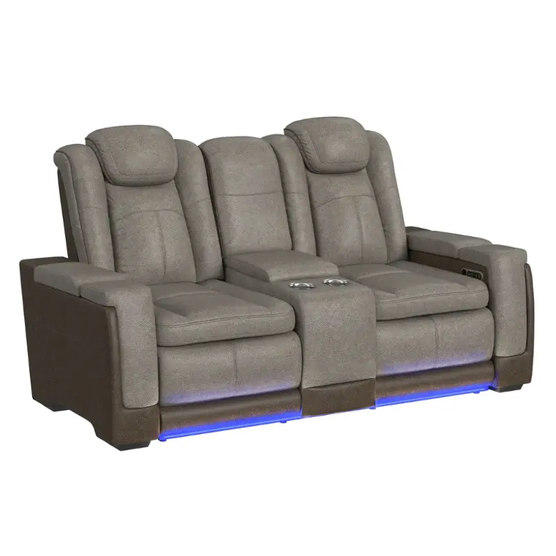 U-13660-10560-285pp Elements Furniture Lantana - Gray - Brown Living Room Furniture Reclining Loveseat