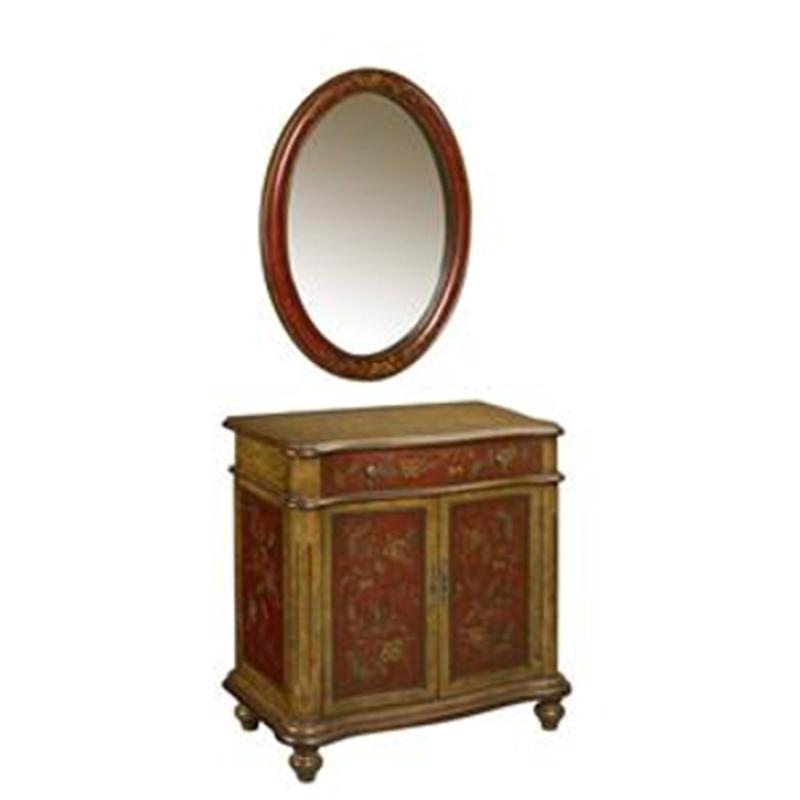 26255 Stein World Cabinet/ Mirror Set Brown / Brick Red