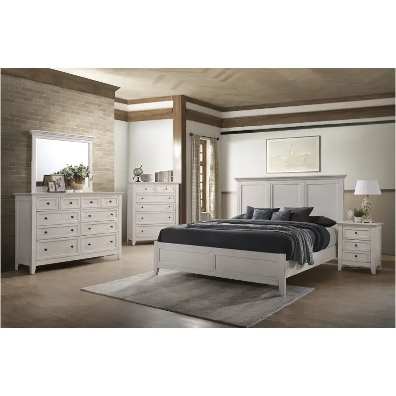 Sm-br-8865k-rwh-hb Intercon Furniture San Mateo - Rustic White Bedroom Furniture Bed