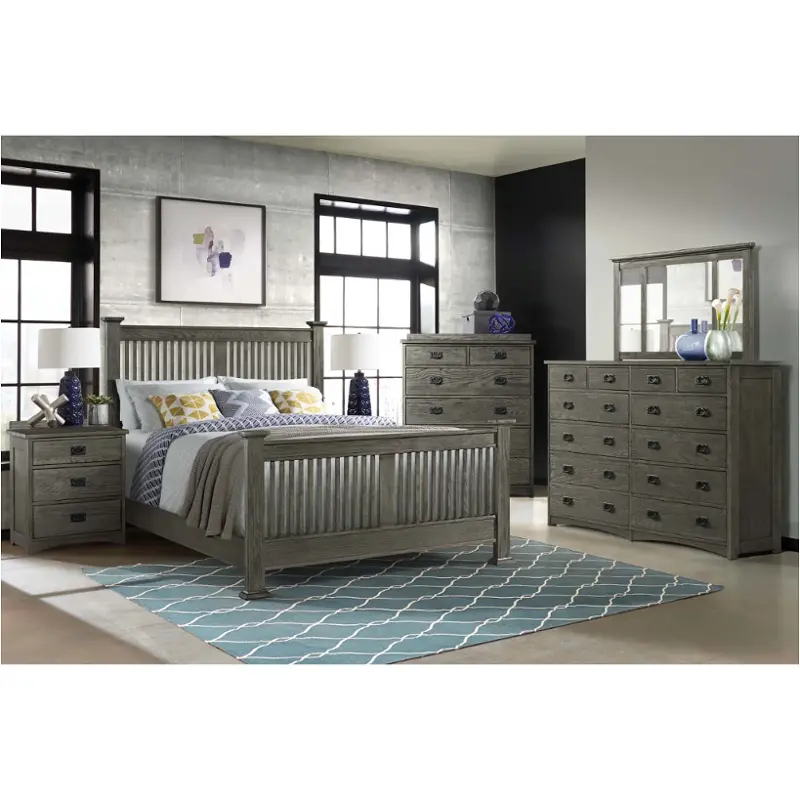 Op-br-5825q-pew-hb Intercon Furniture Oak Park - Pewter Bedroom Furniture Bed