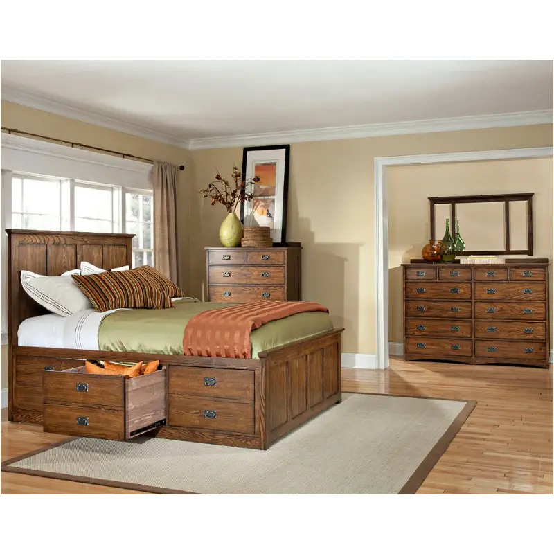 Op-br-5856qs-mis Intercon Furniture Oak Park - Mission Bedroom Furniture Bed