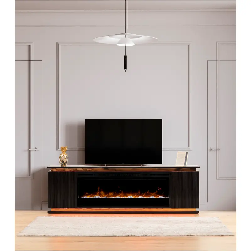 E4399-76-blk Modern Art Furniture Lilianna Home Entertainment Furniture Fireplace