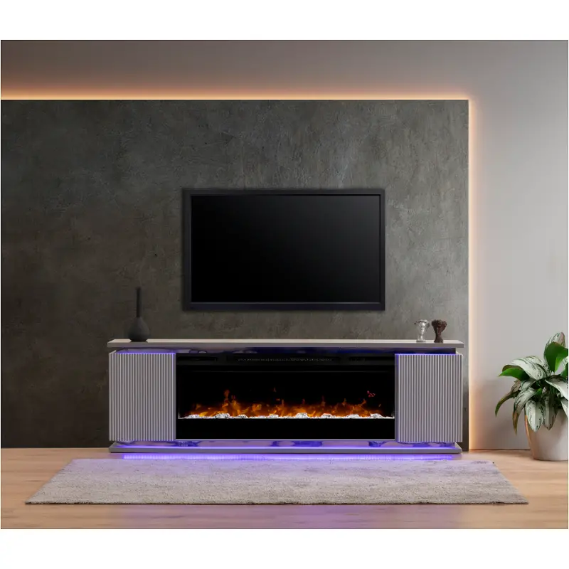 E4399-76-slv Modern Art Furniture Lilianna Home Entertainment Furniture Fireplace