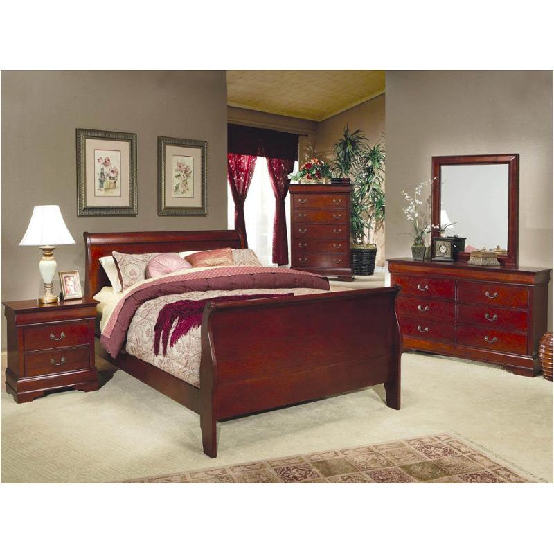 Louis Philip Cherry Sleigh Bed with Headboard, Footboard, and Rails