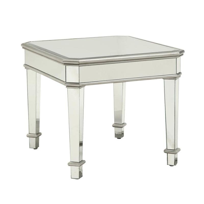 703937 Coaster Furniture Cairns, Cairns Square Mirrored Coffee Table Silver
